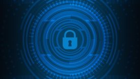 lock over blue digital graphics